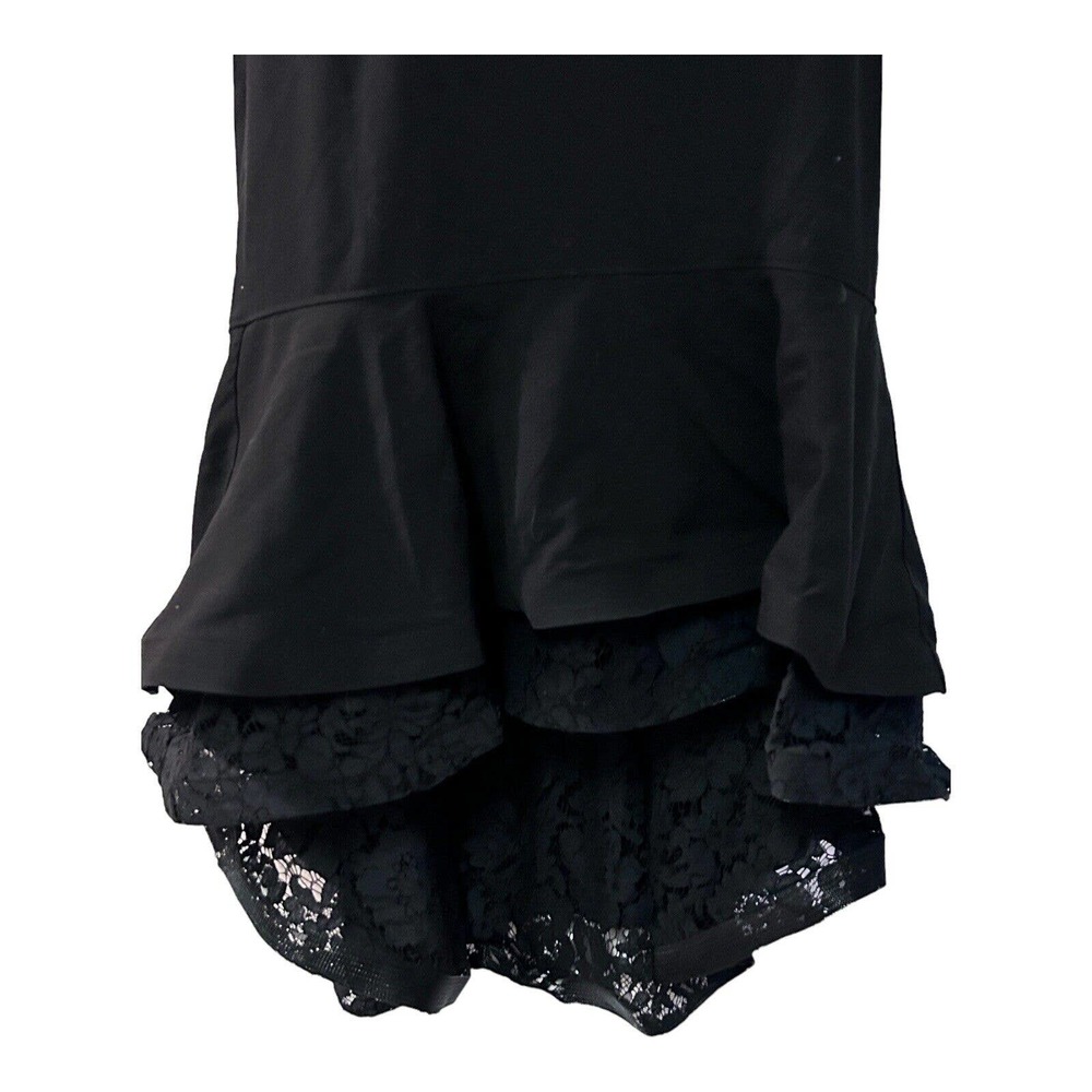 Ashro High Low Lace Trim Tiered Black Trumpet Skirt Office Business Dinner Party - Picture 7 of 9